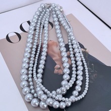 新款时尚轻奢气质淑女名媛风小众设计女款大小款珍珠项链