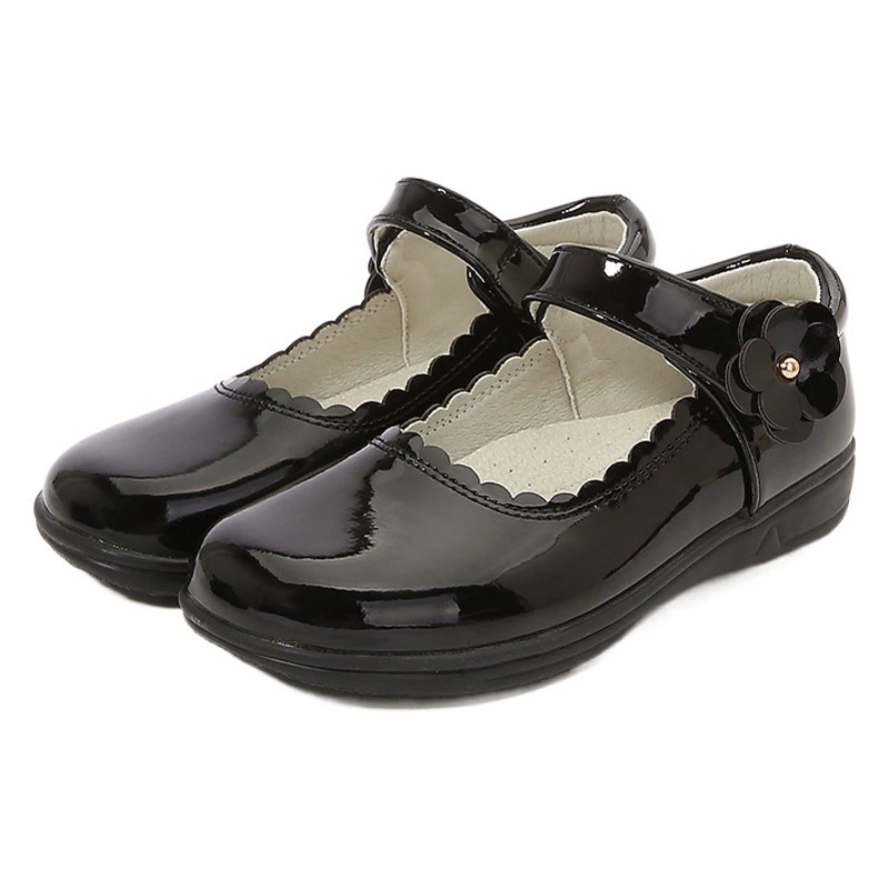 Детские кожаные туфли для девочек старшего возраста, черные туфли-балетки для школьниц, подходят для небольших выступлений, весенне-осенние лоферы, в стиле преппи.