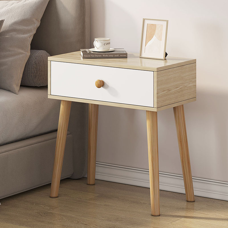 Bedside table simple modern bedside storage cabinet solid wood legs mini small apartment economical Nordic bedside small cabinet