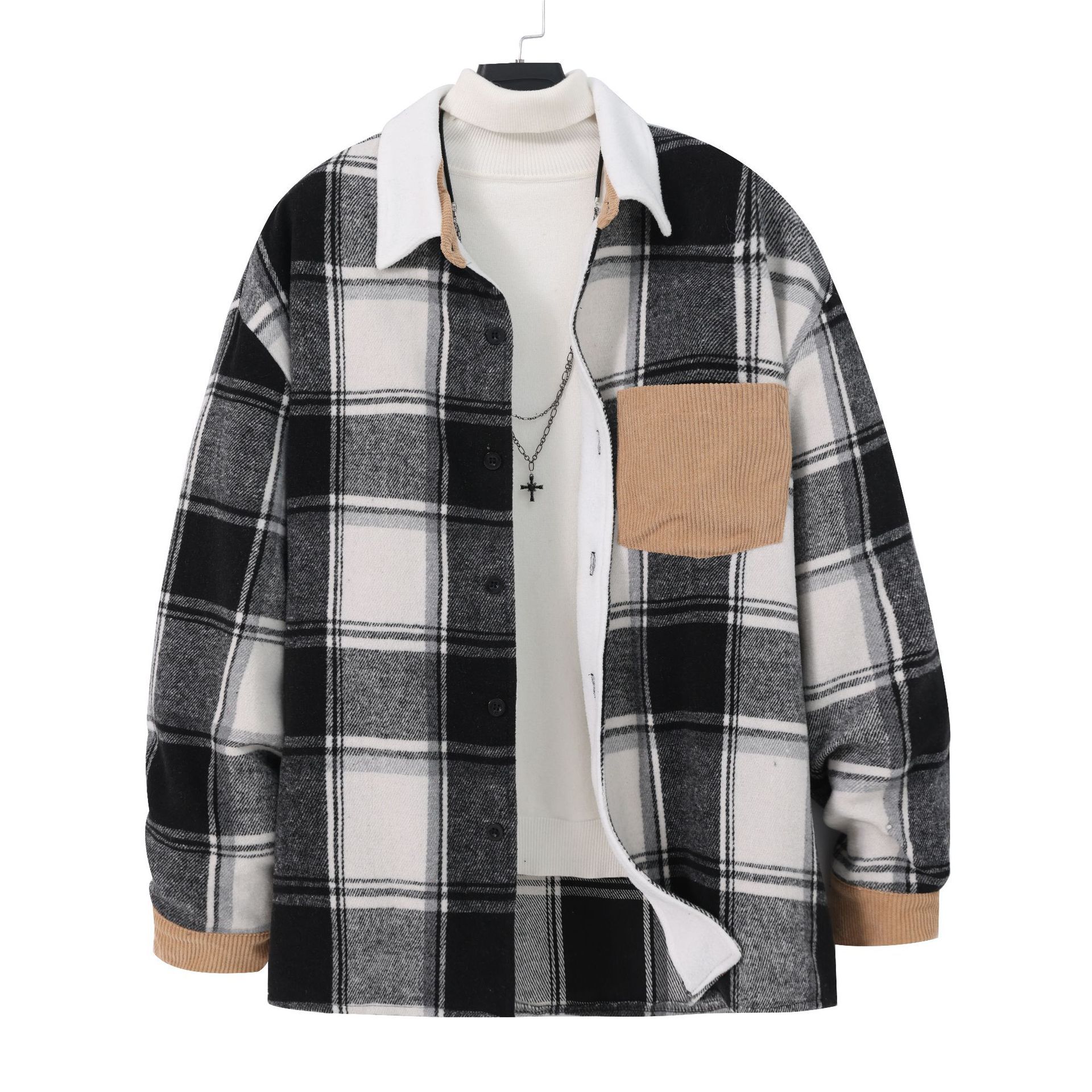 Nuevas camisas europeas y estadounidenses a cuadros transfronterizos, camisas de manga larga, camisas de botón, chaqueta casual, chaqueta