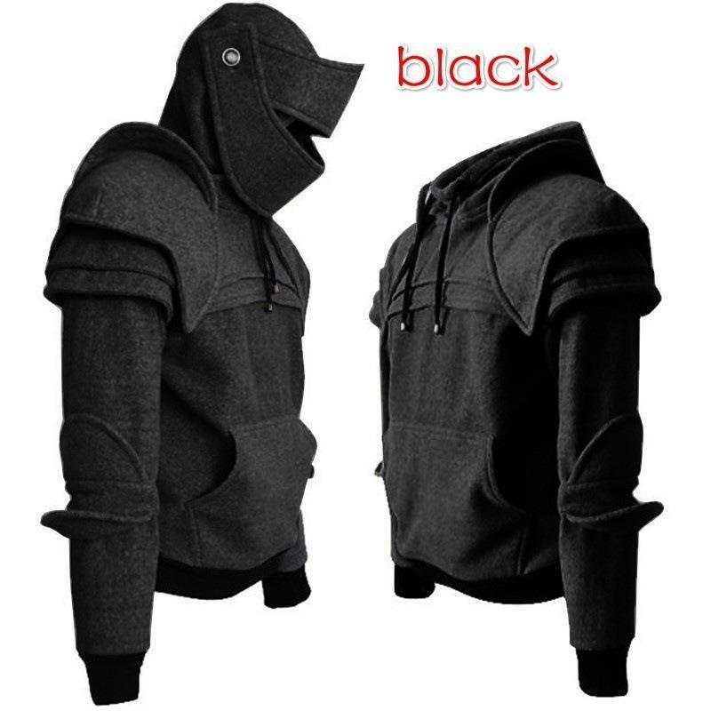 2025 Autumn and Winter Wish Solid Color Men's Retro Elbow Protection Drawstring Mask Rider Hoodie Jacket Men's Trendy Brand Jacket
