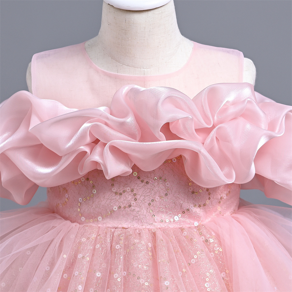 Vestido infantil Vestido princesa Vestido pompadour de lentejuelas Disfraz infantil mediano Vestido de gasa para niña Vestido infantil_voghion.com