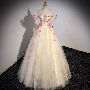 Evening dress high-grade light wedding dress banquet temperament escape Princess light luxury niche high-end host dress female super fairy