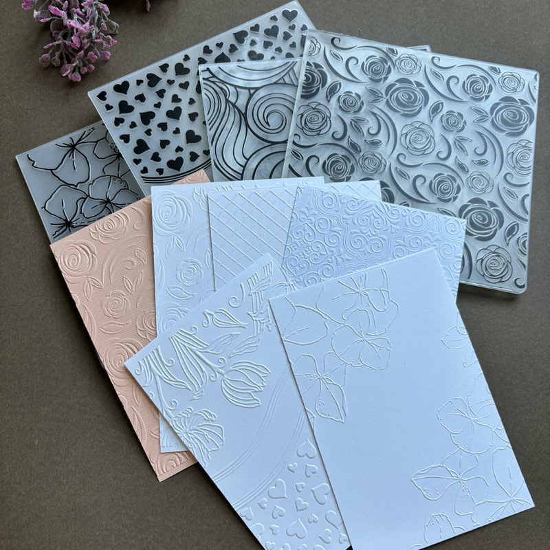 2D concave-convex texture clip rose plastic embossing die DIY relief mold embossing clip 15*15cm