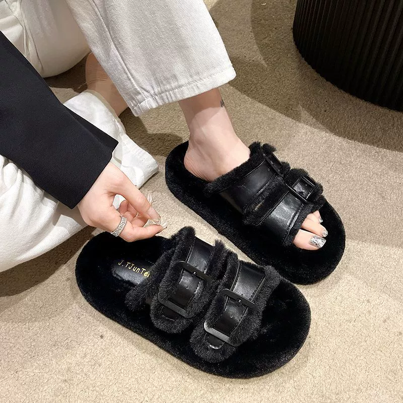 Белые шлепанцы на платформе, маленькая флисовая обувь, стиль Chanel