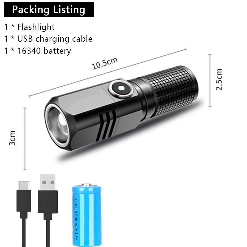 Lintera de luz intensa transfronteriza pesca nocturna ultra brillante de largo alcance mini portátil recargable al aire libre linterna de luz intensa