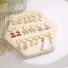 Metal stone inlay, earrings, set heart-shaped from pearl, suitable for import, 9 pair, wholesale