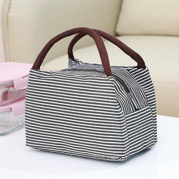 TA09 striped lunch bag-black
