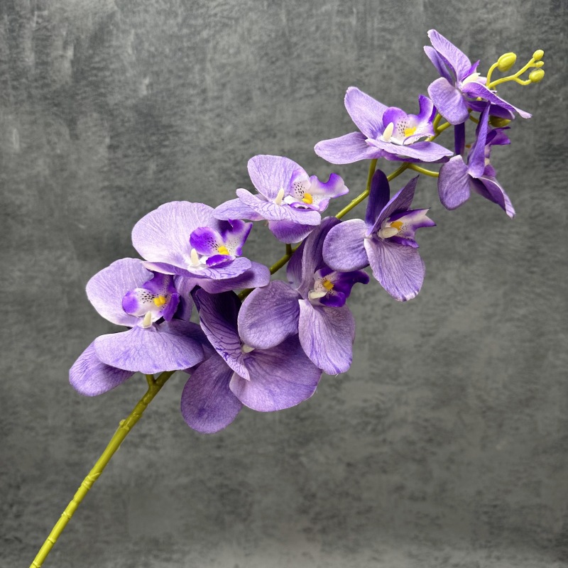 Flor artificial 9 cabeças impressa em 3D, orquídea de seda revestida, arranjo de decoração para casamento e casa, enfeites de flores artificiais, atacado.