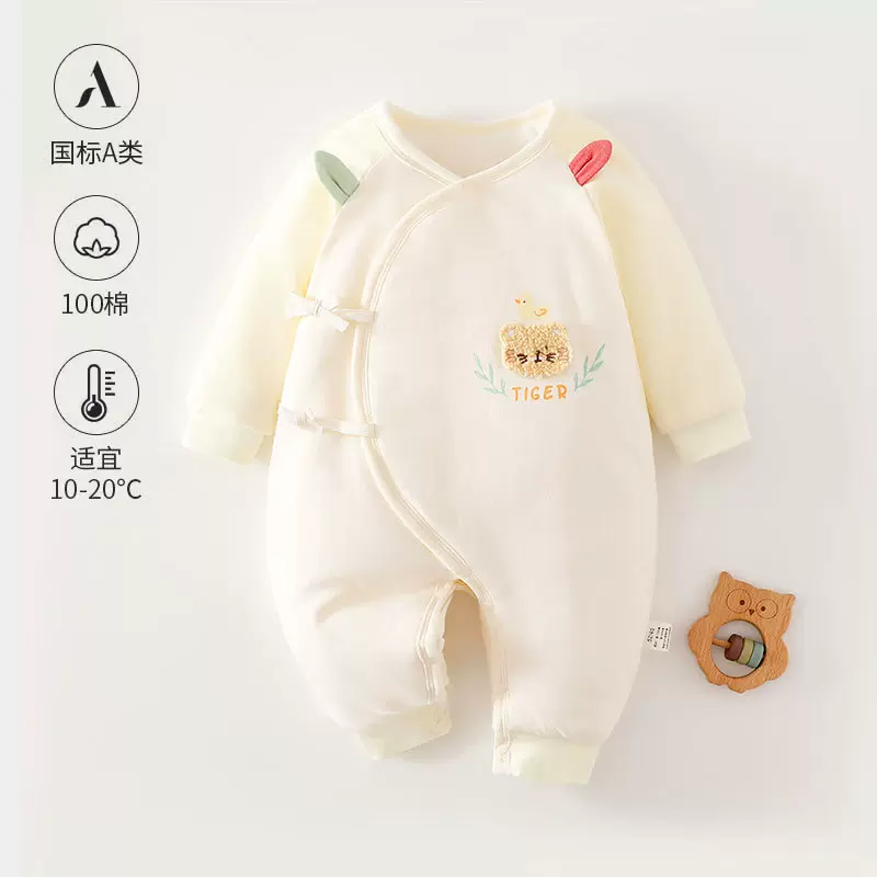 120g加厚婴儿蝴蝶衣棉新生儿爬服宝宝夹棉连体衣a类新生儿连体衣