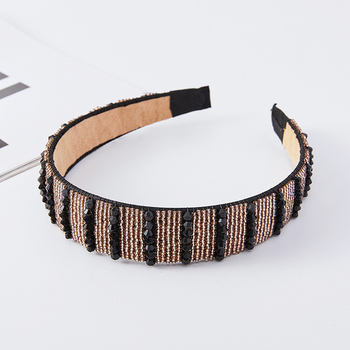 New European and American Baroque crystal headband small version sponge thin edge headband Korean version rhinestone beaded hair accessories for women