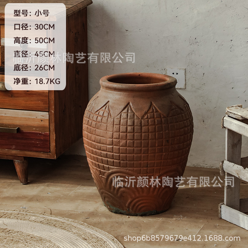 Taras de cerámica de viento silencioso retrógrado taras de cerámica en relieve a mano botellas de cerámica decoración residencial gran taras de cerámica de tierra ornamentación de vasijas de cerámica