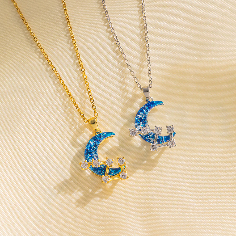 Neue Starry Sky Moo Halskette mit weiblichem Ausreißer-Design, Istagram, hochwertige Anzeige, vielseitige Schlosskette aus Titanstahl_voghion.com