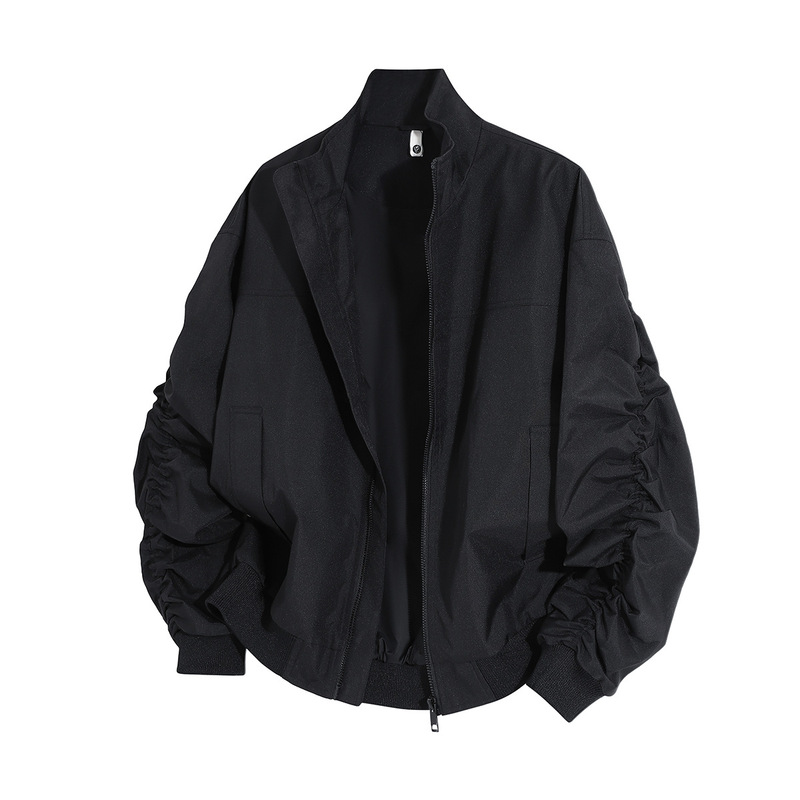 2026 New Cross-Border Autumn/Winter Men's Stand-Collar Pilot Coach Pleated Jacket, Large Size Loose Workwear Windbreaker 2026 New Cross-Border Autumn/Winter Men's Stand-Collar Pilot Coach Pleated Jacket, Large Size Loose Workwear Windbreaker