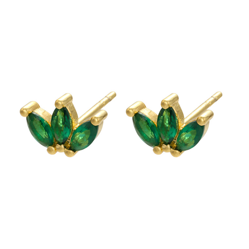 Rétro Géométrique Vert Pierres Précieuses Diamant Cuivre Boucles D'oreilles En Gros Nihaojewelry display picture 8