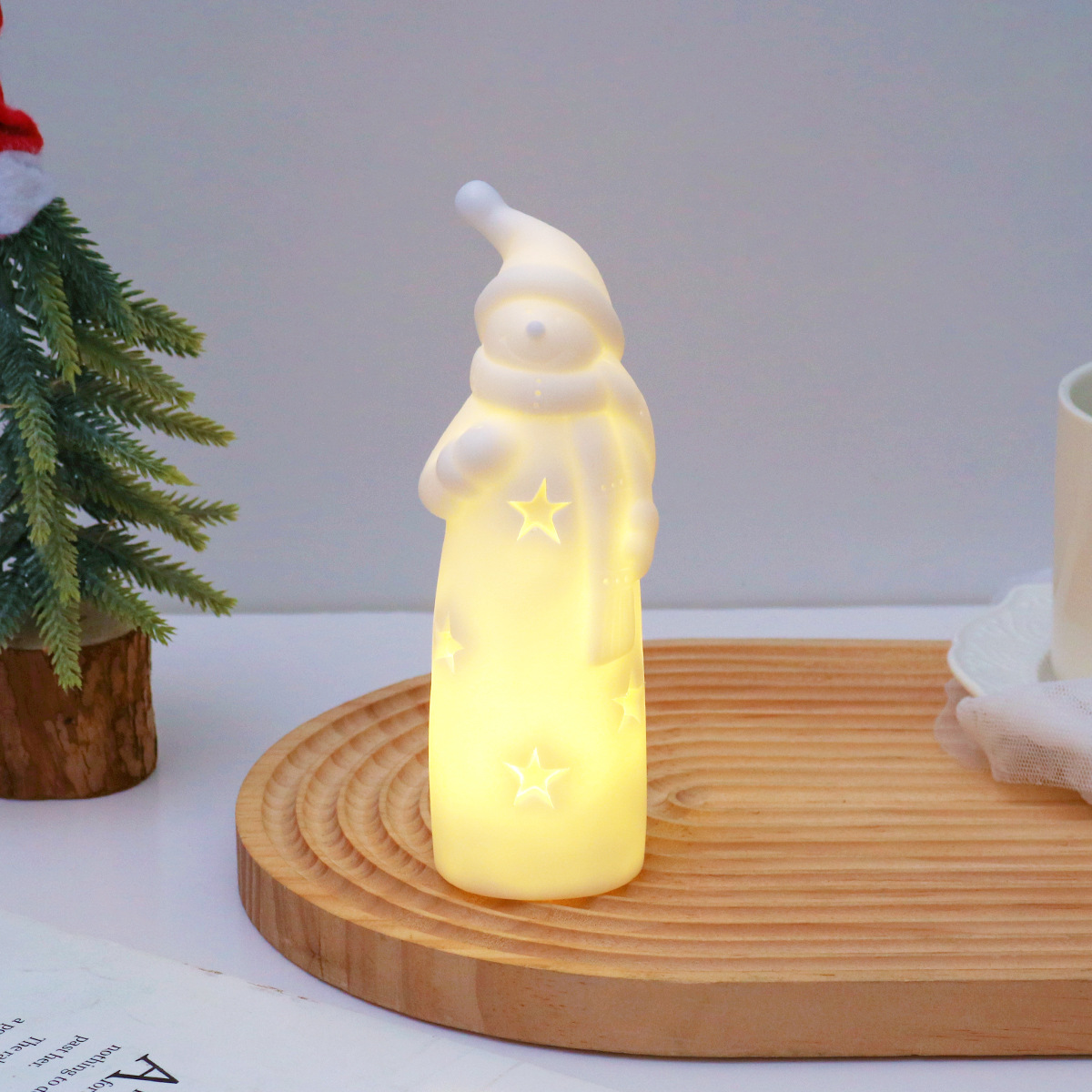 (2개) 크리스마스 창조적 인 밤 빛 침실 침실 분위기 LED 촛불 빛 산타 촛불 빛 장식 빛