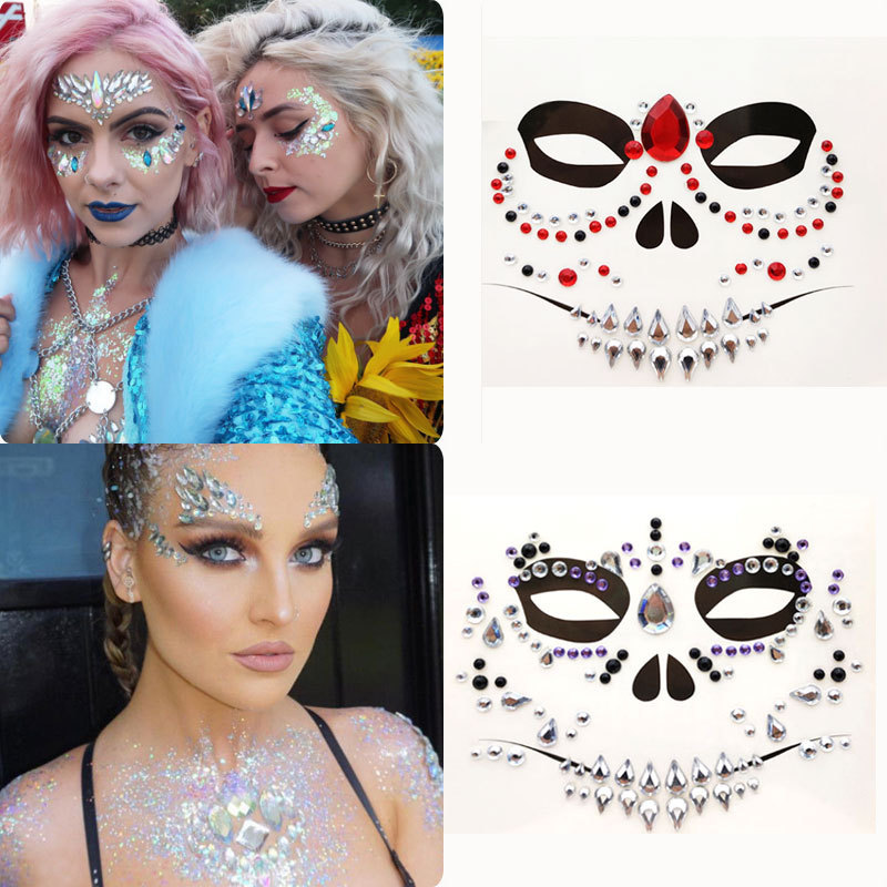 European and American music festival EDM face stickers acrylic eyebrow gem stickers Carnival Ball face diamond stickers DIY face decorations