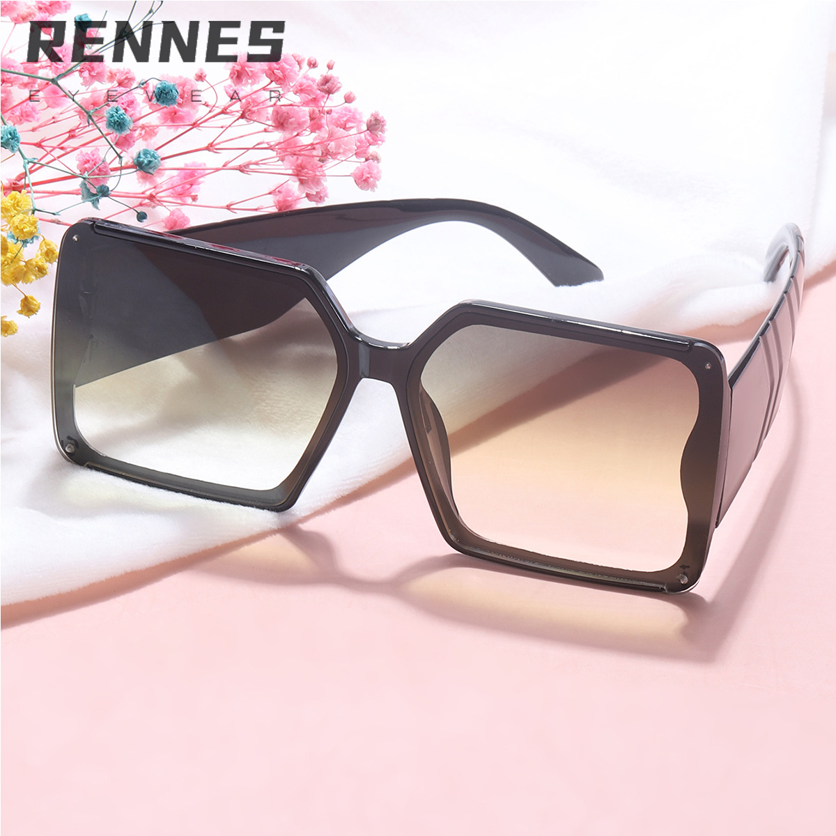 2021 Nuevas gafas de sol de mujer de Marco grande de moda ins personalidad marco cuadrado gafas lisas de moda tiro sol sombra gafas de sol 9929