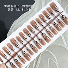 穿戴甲短款辣妹手工美甲片30片可拆卸野性豹紋法式假指甲片批發