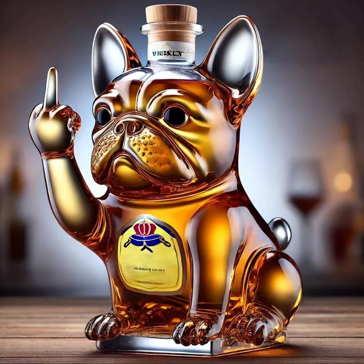 Граница Funny French Bulldog Whiskey Bottle Funny French Bulldog Whiskey Bottle