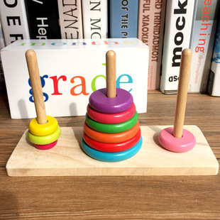 Hanoi Tower 5-6-7-8 Years Old Baby Jenga Stacking Tower Building Blocks Early Education Wooden Kidsren's Toys