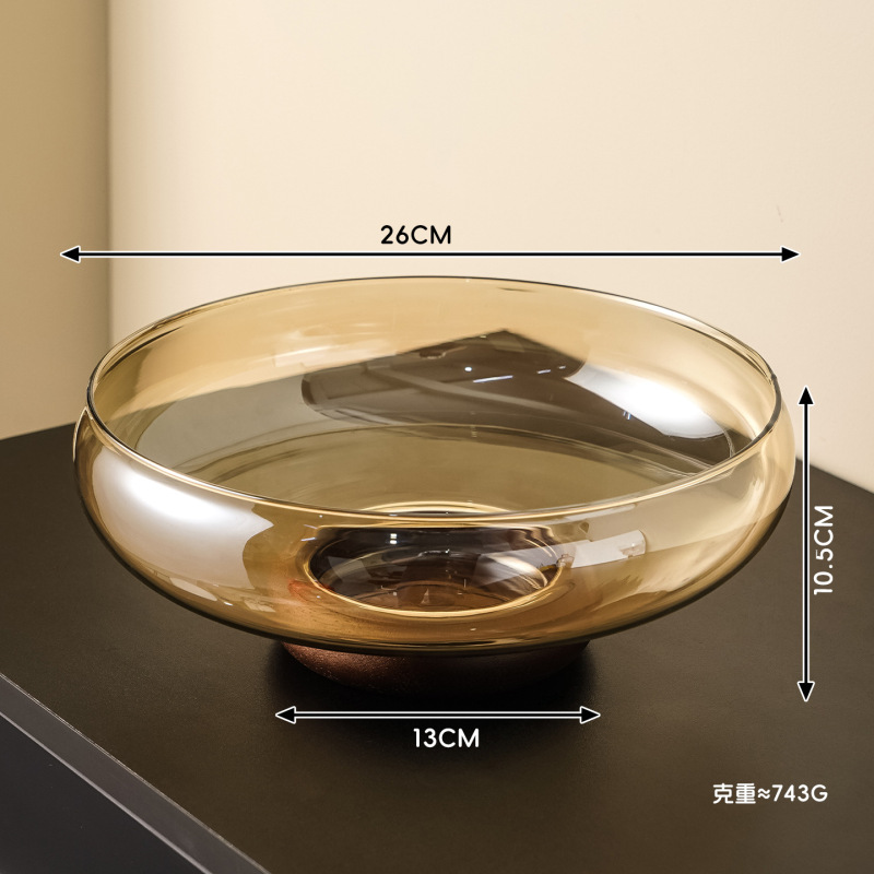 ガラスフルーツプレート、高級背の高い装飾フルーツプレート、無垢材ベース、家庭用高価値スナックとドライフルーツの収納トレイ|undefined