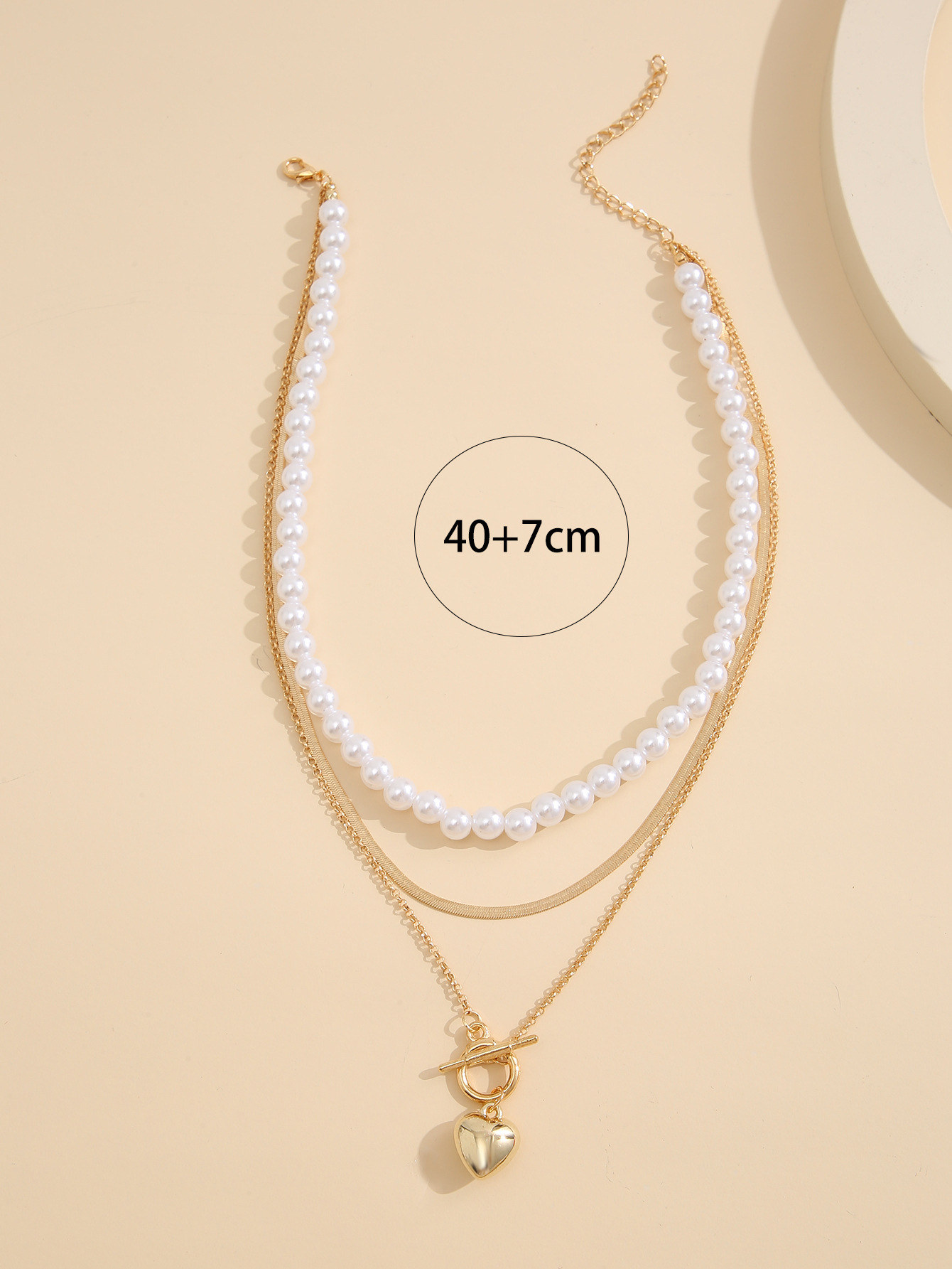 Fashion Heart Shape Alloy Plating Artificial Pearls Womenu0027S Layered Necklaces