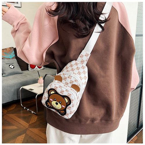 Cartoon Bear Mobile Phone Bag 2024 New Light Luxury Chest Bag Western Style Mobile Phone Bag Korean Version Trendy One Shoulder Crossbody Bag for Women