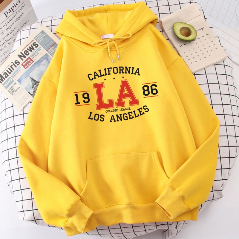 Sudadera con capucha estampada transfronteriza de Los Angeles para hombres y mujeres otoño e invierno más suéter de terciopelo alrededor de hoodie