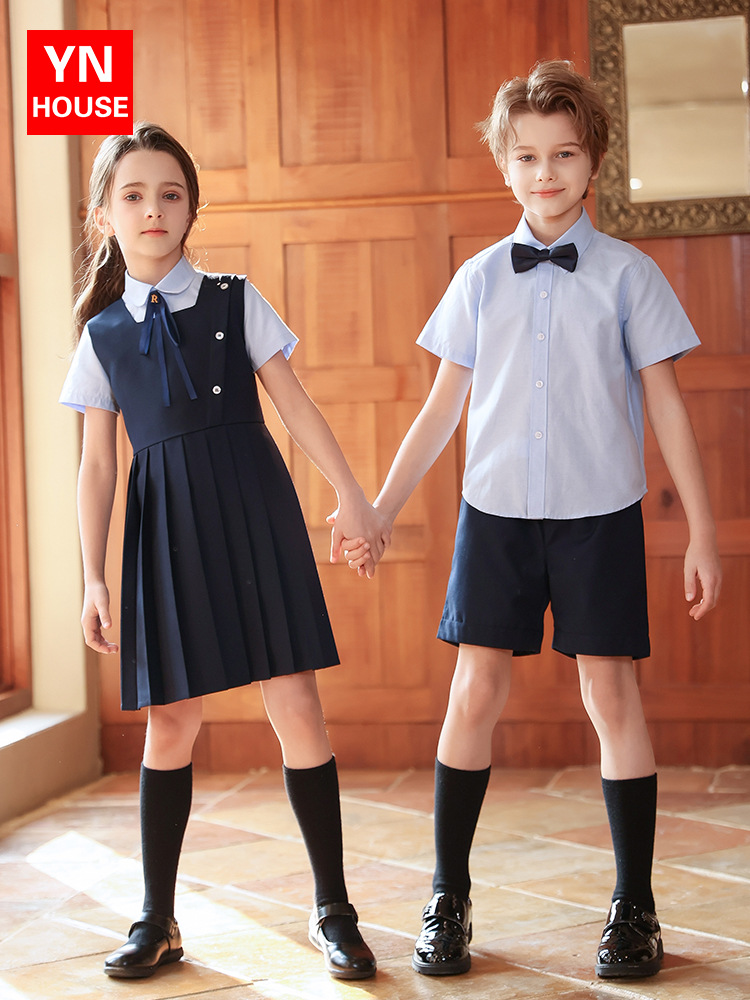 Uniformes escolares para estudiantes de primaria y secundaria, uniformes de coro, trajes de clase de estilo universitario de verano para niños, uniformes de jardín de infantes
