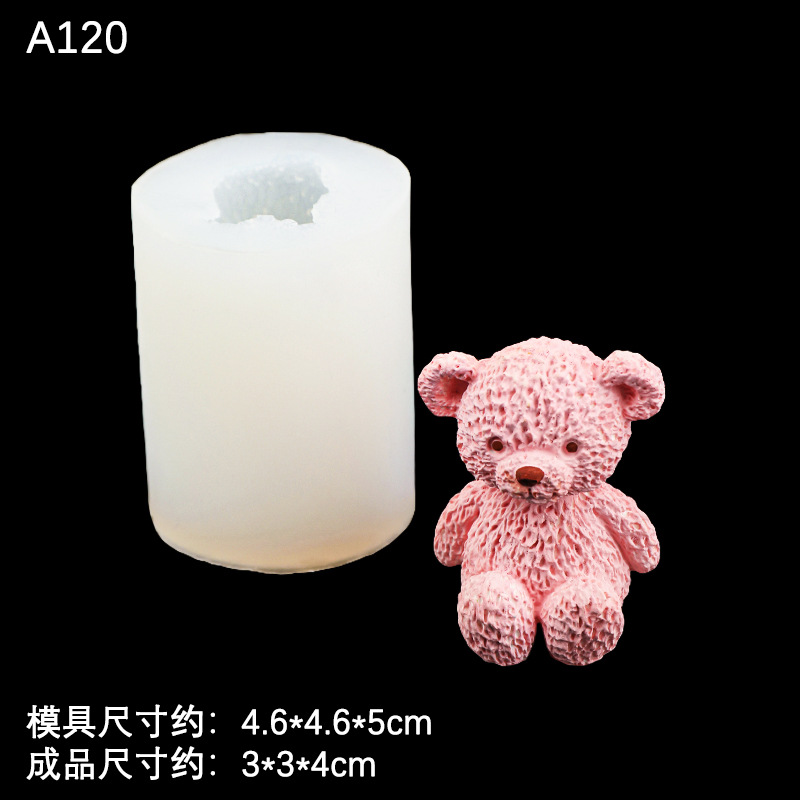 Dibujos animados sentado bola arco oso molde de silicona aromaterapia vela yeso molde hecho a mano decoración para hornear