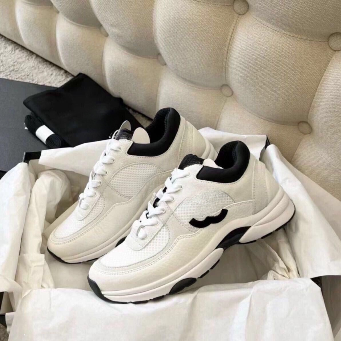Chanel-Style Sneakers for Women 2026 Spring/Summer New Thick-Soled Color-Block Height-Increasing Dad Shoes Versatile Casual Shoes Panda Shoes