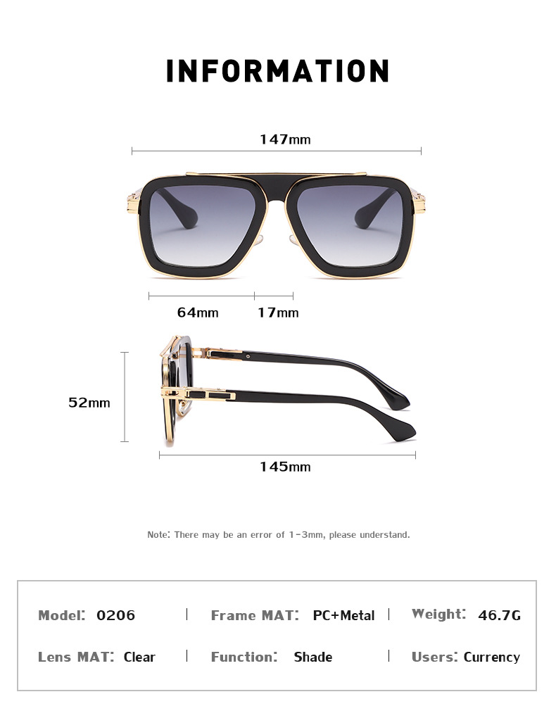 60g Weight Full Frame Glasses Structure Sunglasses Classification PC, UV400 Protection Lens Material Square Glasses Style Travel, Fishing Occasion Solid Color Pattern All Seasons Season Women's Gender Casual, Elegant, Lady Style Grey Color Casual Elegant Lady Solid Color PC UV400 Protection Square Full Frame Men's Sunglasses 13