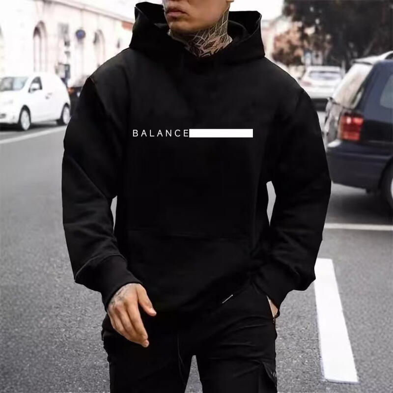 Factory cross-border foreign trade sweater balance letter printing hooded sweater men's and women's fashion sweater