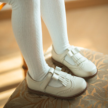 kids shoes學生皮鞋軟底2023新款女童校園鞋魔術貼黑色批發兒童鞋