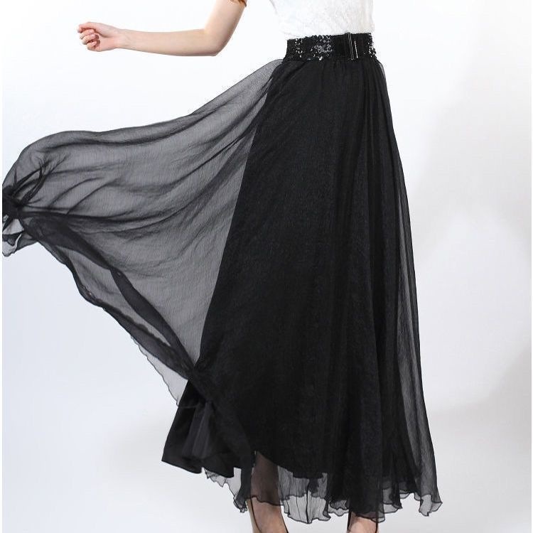 Váy maxi bohemian dáng xòe 8m chất chiffon đi biển mùa hè 2026 — Xanh da trờicolor, Xanh ngọc bích, Đậu đỏ tím, màu bạc chi tiết 8