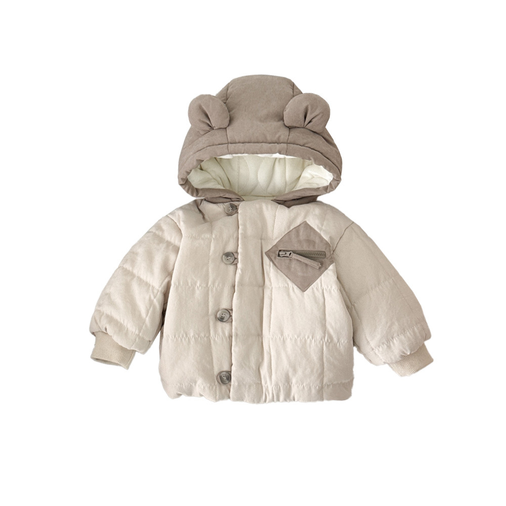 2024 nuevo bebé de invierno versión coreana estilo occidental bolsillo creativo cremallera engrosamiento cálido y cómodo traje de bebé suave