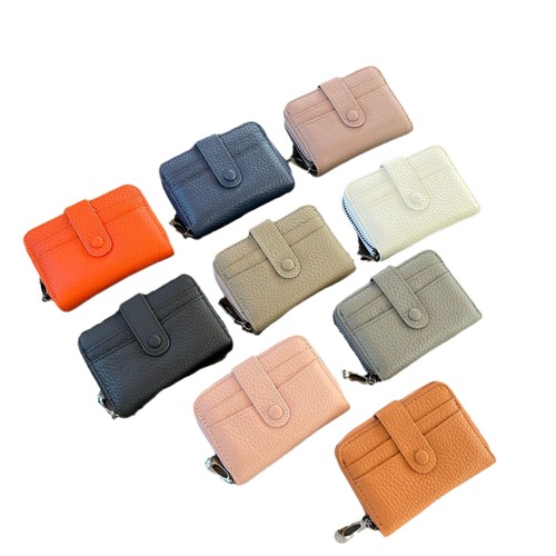 RFID first layer cowhide organ multi-card slot card holder women's card holder zipper coin purse genuine leather ID card holder short