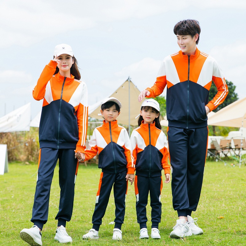 2023 New Parent-Child Outfits Autumn/Winter Set for a Family of Three: Mother and Daughter Fashion Sports Casual Two-Piece Set