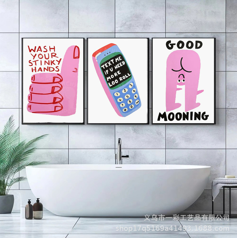 Foreign Trade Bathroom Hand-Washing Art Canvas Painting Spray Painting Poster Wall Decoration Foreign Trade Bathroom Hand-Washing Art Canvas Painting Spray Painting Poster Wall Decoration