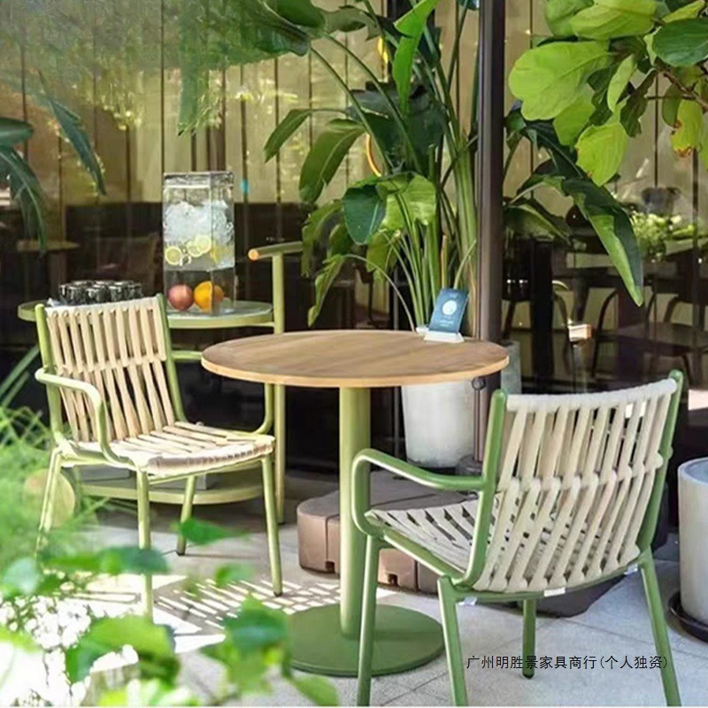 北欧户外桌椅庭院阳台网红藤椅茶几组合室外奶茶店咖啡厅外摆桌椅|undefined