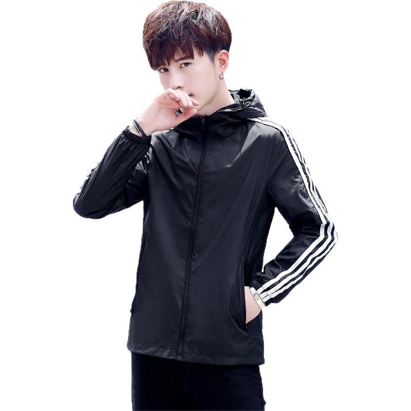 Chaqueta de verano ultraligera transfronteriza de tres rayas para hombre, ropa de protección solar, chaqueta oversize de moda de talla grande, ropa deportiva informal holgada. image 6