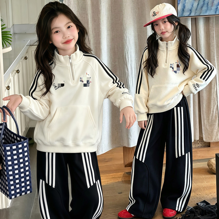 2026 Autumn New American Retro Three-Stripe Raglan Embroidered Letter Zipper Hoodie and Sweatpants Two-Piece Set 2026 Autumn New American Retro Three-Stripe Raglan Embroidered Letter Zipper Hoodie and Sweatpants Two-Piece Set