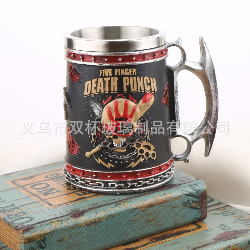 Tema de Halloween cráneo taza de café resina con acero inoxidable taza de cerveza taza de té bebida taza de agua