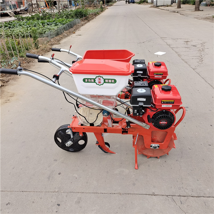 汽油手推播种机  农用玉米追肥器 单行免耕花生精播机