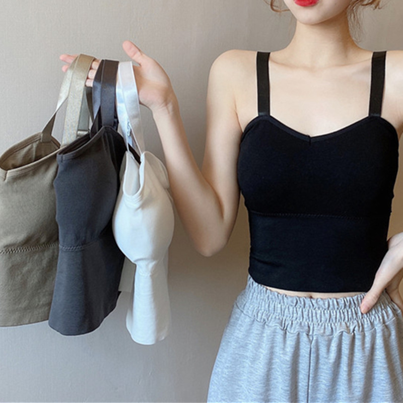 Wide Shoulder Camisole Women's Long Tube-top Non-steel Rings Anti-light Wrapping Chest Beautiful Back Outer Wear Slim-fit All-match Underwear for Women