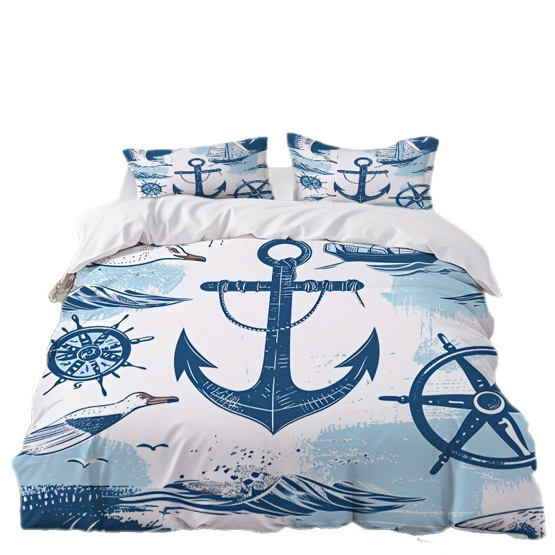 Impresión digital transfronteriza suave transpirable edredón molido kit náutico buque de viento ancla textil doméstico portador TEMU / JIT