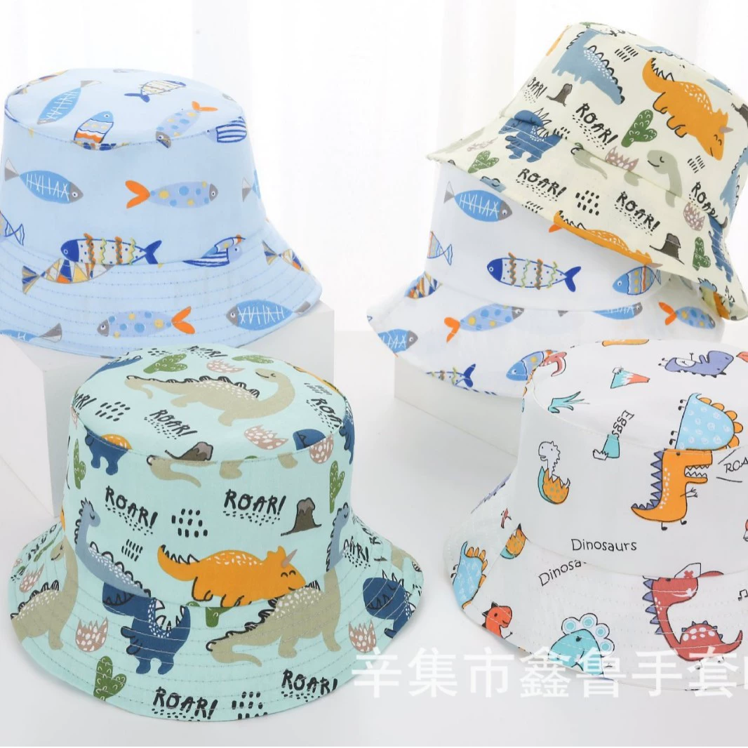 Новая детская мультяшная шляпа рыбака с динозавром, Весенняя тонкая шляпа от солнца, детская дорожная Милая дышащая оптовая продажа с фабрики