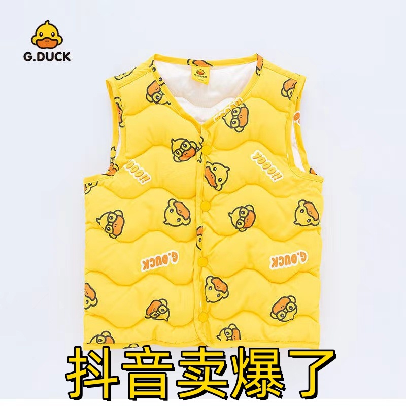 厂家直销A类卡通马甲羽绒棉男童小童女童坎肩轻薄保暖背心2119