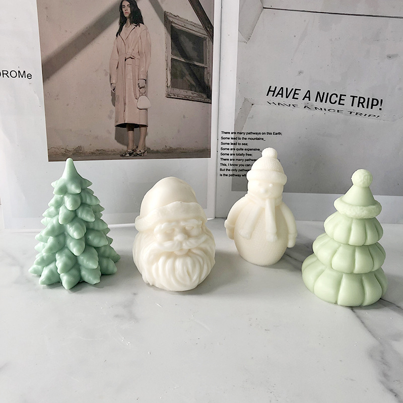 Jiahuimei Santa Claus aromaterapia vela molde de silicona DIY árbol Navidad decoración herramienta abrasiva